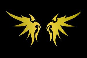 grafisch vector illustratie van tribal kunst ontwerp van een paar- van gouden Vleugels