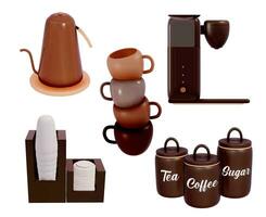 koffie winkel drinken en voorwerpen 3d realistisch vector