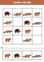 leerzaam sudoku spel met schattig Australisch dieren. vector