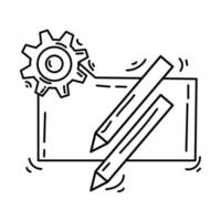 e-commerce project icoon. handgetekende pictogrammenset, overzicht zwart, doodle pictogram, vector icon