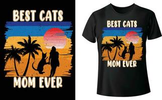 het beste kat mam ooit t-shirt ontwerp vector