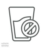 Nee drinken waarschuwing in Islamitisch Ramadan vastend maand icoon. Nee drank. drinken niet toegestaan teken verbod. glas en verbod logo. bewerkbare hartinfarct. vector illustratie. ontwerp Aan wit achtergrond eps10