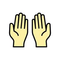 gebed dua in Ramadan, bidden handen, moslim bidden menselijk handen Islam symbolen voor Islamitisch aanbidden logo. bedelen gebaren. gevulde stijl. vector illustratie. ontwerp Aan wit achtergrond. eps 10