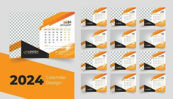 2024 kantoor bureau kalender modern gemakkelijk ontwerp zakelijke bedrijf jaar- ontwerper sjabloon set. vector