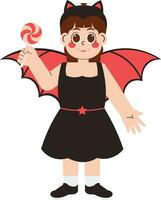 mooi meisje in dracula halloween kostuum illustratie vector