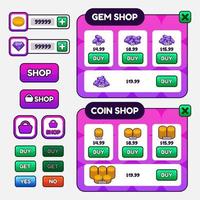 vector spel sjabloon gui kit. game grafische gebruikersinterface gui voor het bouwen van web- en mobiele games en apps.