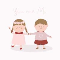 cartoon schattige romantische gelukkige jonge koppels in liefde vectorillustratie vector