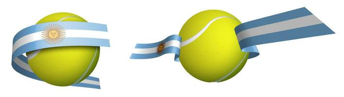 sport- tennis bal in linten met kleuren Argentinië vlag. geïsoleerd vector Aan wit achtergrond