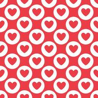 liefde hart herhaling patroon ontwerp vector achtergrond, een rood hart vorm binnen een wit cirkel Aan een rood achtergrond