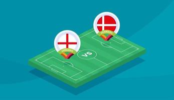 Engeland vs Denemarken match vector illustratie voetbal 2020 kampioenschap