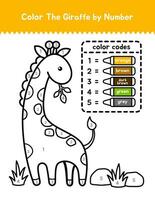 schattig giraffe kleur door aantal kleur bladzijde voor kinderen vector