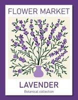 modieus botanisch muur kunst van lavendel. bloem markt poster concept sjabloon perfect voor ansichtkaarten, muur kunst, banier vector