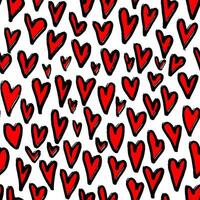 naadloos patroon met abstract rood harten. hand- getrokken inkt afdrukken voor kleding stof, textiel, omhulsel papier vector