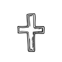 christen Pasen kruis vector tekening. geïsoleerd vector Aan wit achtergrond. religie christen kruis schetsen