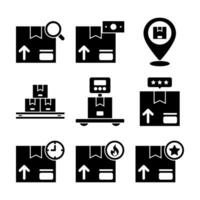 Verzending levering en logistiek glyph vector elementen pictogrammen