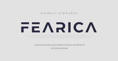 toekomstige moderne alfabet lettertype. typografie lettertypen in stedelijke stijl voor sport, technologie, digitaal, filmlogo-ontwerp vector