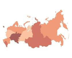 Rusland kaart in rood kleur. kaart van Rusland in administratief Regio's. vector