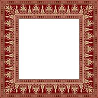 vector goud en rood plein klassiek Grieks ornament. Europese ornament. grens, kader oude Griekenland, Romeins rijk..