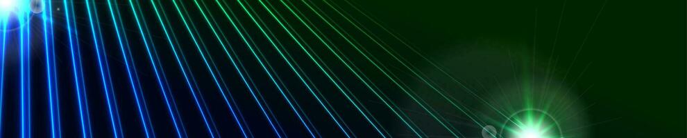 abstract gloeiend banier met blauw groen neon lijnen vector