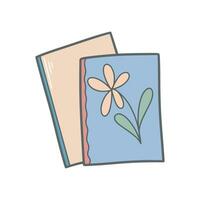 boek versierd met bloem gemakkelijk hand- getrokken klem kunst vector