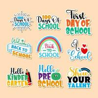 terug naar school- belettering sticker bundel reeks vector