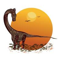 geïsoleerd gekleurde schetsen van een herbivoor dinosaurus vector illustratie