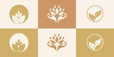 boom logo ontwerp met bedrijf kaart symbool boom blad minimalisme inspiratie premie vector