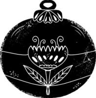 een zwart en wit tekening van een Kerstmis ornament vector