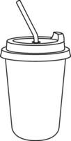 geïllustreerd koffie beker, nemen weg beker, beschikbaar beker, tumblr beker, of herbruikbaar kop lijn kunst illustratie. vector
