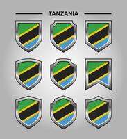 Tanzania nationaal emblemen vlag met luxe schild vector