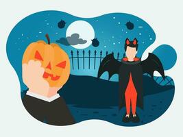 halloween illustratie pak jongen klaar voor halloween nacht partij illustratie vector