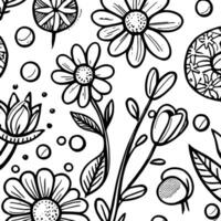 abstract zwart en wit monochromatisch hand getekend bloemen structuur patroon tekening vector illustratie