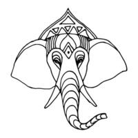 ganesha doodling style.happy diwali.vector illustratie van Hindoe heer van wijsheid.hand getrokken olifant hoofd. vector