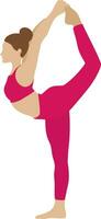 vrouw aan het doen yoga danser houding geïsoleerd in wit achtergrond. natarajasana houding vector