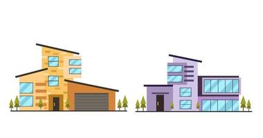 set van verschillende stijlen woonhuizen platte vector