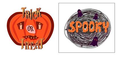 halloween vector stickers ,truc of traktatie, griezelig