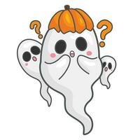 schattig geest halloween decoratie partij tekenfilm illustratie vector clip art sticker