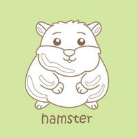 alfabet h voor hamster woordenschat school- les tekenfilm digitaal postzegel schets vector