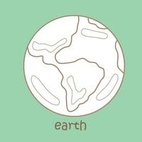 alfabet e voor aarde woordenschat school- les tekenfilm digitaal postzegel schets vector