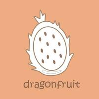 alfabet d voor drakenfruit woordenschat school- les tekenfilm digitaal postzegel schets vector