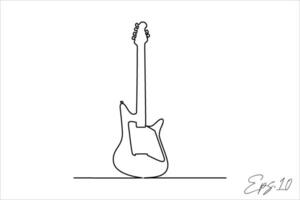 elektrisch gitaar doorlopend lijn kunst tekening vector