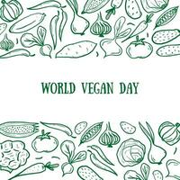 wereld veganistisch dag, vector illustratie, tekening poster met groenten