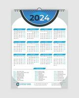 2024 kalender, kalender ontwerp, kalender 2024, muur kalender, muur kalender 2024, muur, muur kalender ontwerp, kalender sjabloon, vector