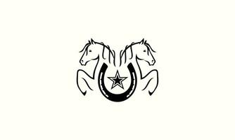 lijn kunst paard hoofd logo vector