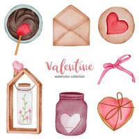 Valentijnsdag set elementen, hart, lint, envalope, pot, vlinder en etc. sjabloon voor sticker kit, groet, gefeliciteerd, uitnodigingen, planners. vector illustratie