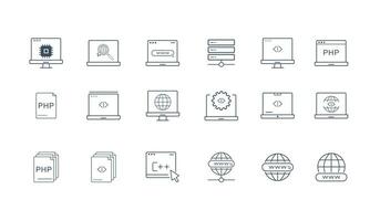 website pictogrammen, technologie web pictogrammen in lijn stijl vector