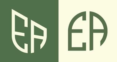 creatieve eenvoudige beginletters ea logo-ontwerpen bundel. vector