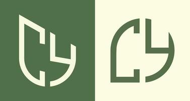 creatieve eenvoudige eerste letters cy logo ontwerpen bundel. vector