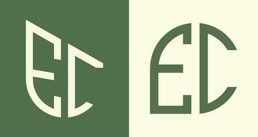 creatieve eenvoudige beginletters ec logo ontwerpen bundel. vector