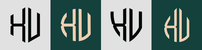 creatief gemakkelijk eerste brieven xv logo ontwerpen bundel. vector